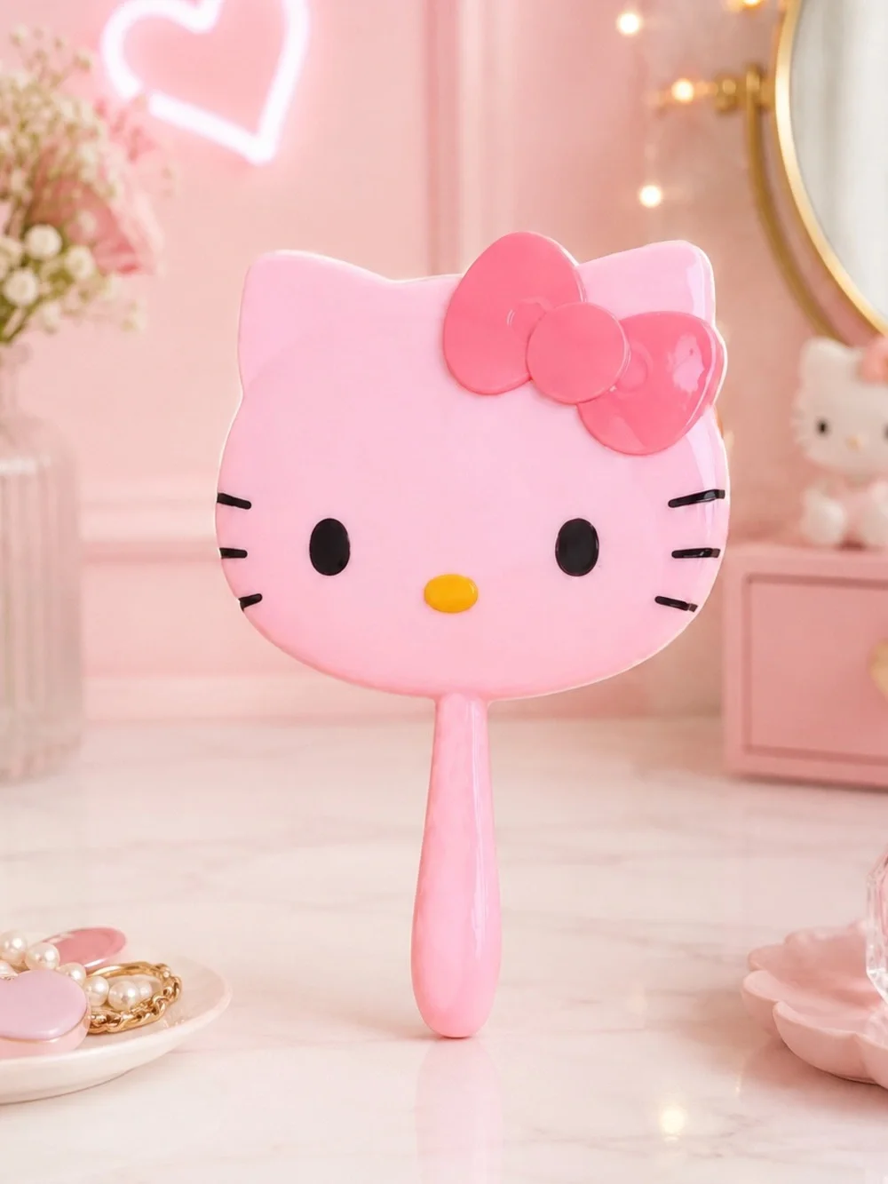 Hello Kitty pink Bow Handheld Vanity Mirror NWT
